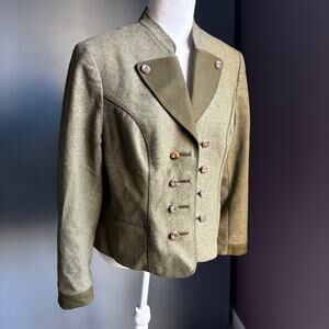 Vintage KOHLER MODELL Loden Austrian Trachten SIZE MED Green Wool Bavarian Coat